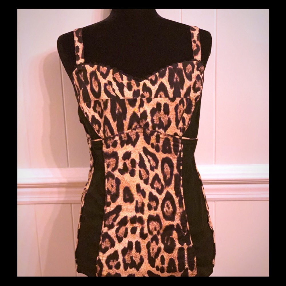 Animal Print Corset w/ Boning & Detachable Straps